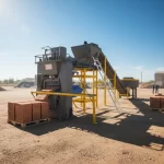 Automatic Fly Ash Brick Making Machine Plant Close Up View Installation Site Making Bricks