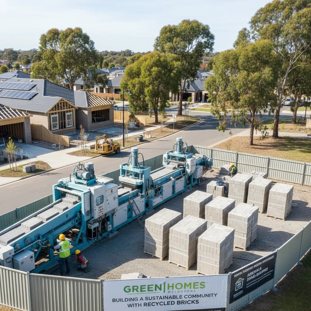 Automatic Fly Ash Brick Making Machine at Suburban Housing Development