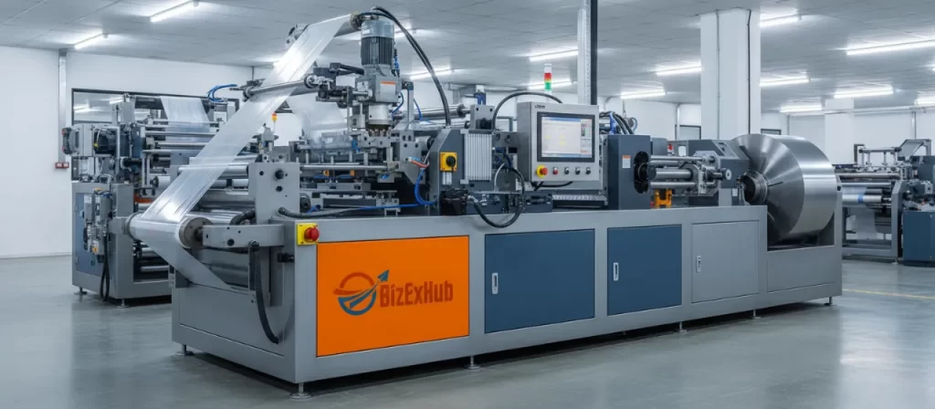 Fully automatic extrusion lamination machine with PLC control