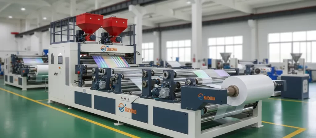 Tandem or sandwich extrusion lamination machine