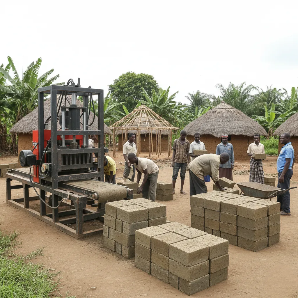Village Fly Ash Brick Making Machine Setup