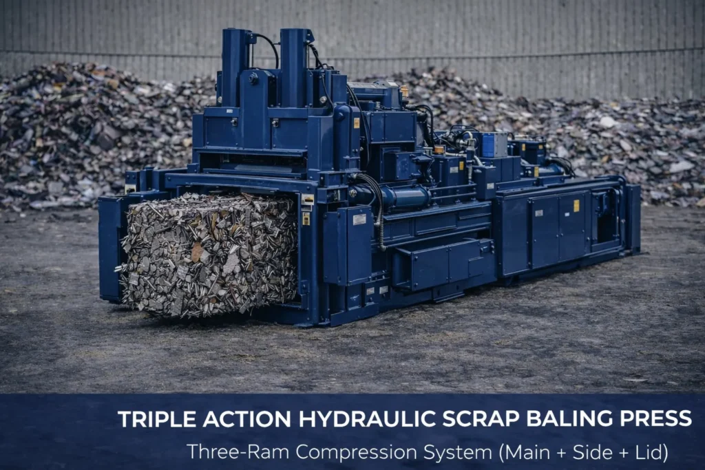 Triple Action Hydraulic Scrap Baling Press